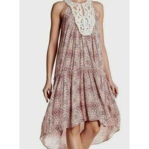 DR2 Daniel Rainn High Low Maxi Dress Size Small Floral Sleeveless Crochet NWT